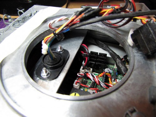 Finally, here is a picture of the finished result from the turret side; the 360 swivel drops neatly in place although, as I pointed out, it sits quite a bit forward. This means I may still have limited '360' ability depending on how inventive I can be with the turret wiring, though I'm confident it will work out fine (the tricky stuff is done).