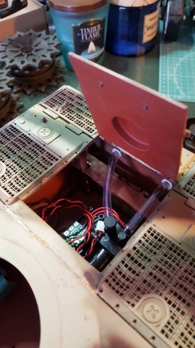 Opening engine hatch gives easy access for refills and an On-Off Smoke switch if required.