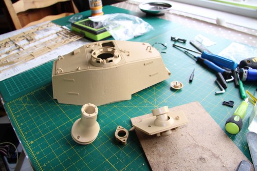 Assembling the gun mountings..