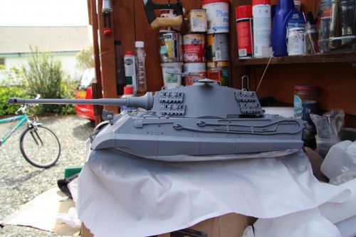 Priming the turret and upper hull
