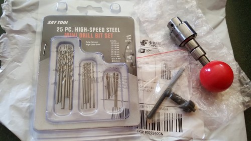 More new drill bits and a replacement chucked handle for tougher drilling jobs on metal parts.