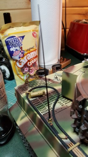 Painted antenna. I love the little brass wingnuts and bolts that Schumo uses.  Also, a scratched up crank handle as the late Tiger had that piece in multiple segments for some reason.