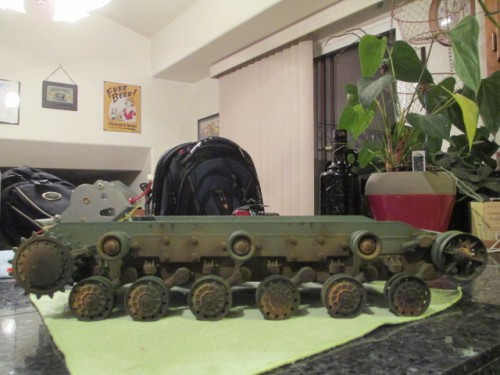 results in a corrected ride height for the weighty lower hull