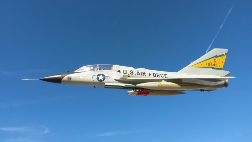 F-106B from the 5th FIS, Minot AFB, North Dakota. Has the AIM 4 missiles out.