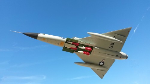 B model underside. The rear missiles are infra red guided, and the forward pair are radar guided.