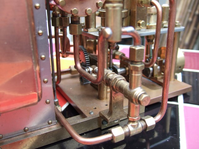 A better view of the water pump and the driving gears