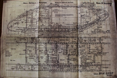 Mk IV tank blueprint 1.5 ins to 12 ins.