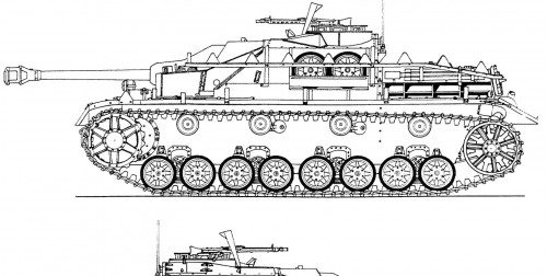 StuG IV early model in blueprint form