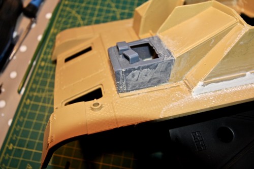 StuG IV driver's upper compartment modified and bonded in place