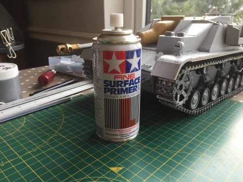 Asiatam StuG IV- with a coat of Tamiya grey primer