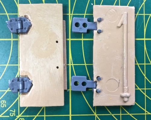 StuG IV Loaders' hatch hinges assembled