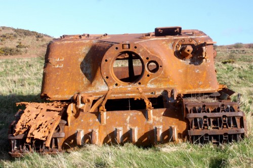 Tortured Tortoise A39- languishing at Kirkcudbright firing range..