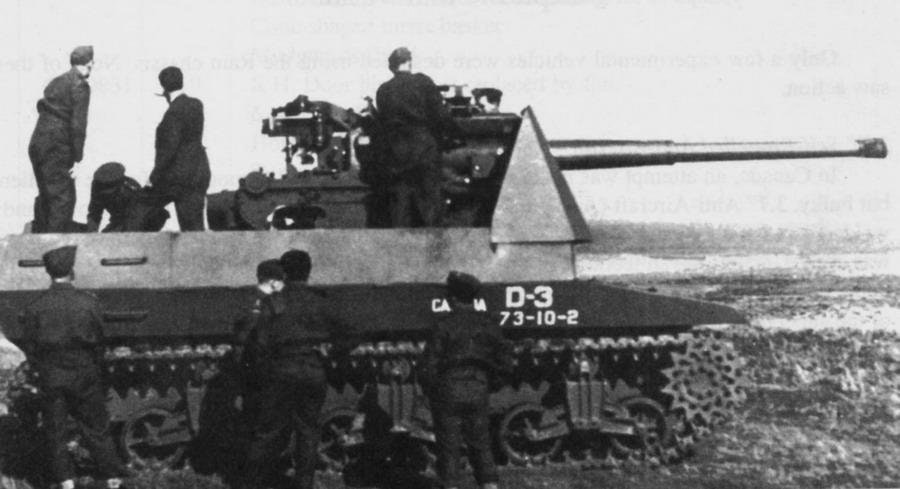 Canadian Ram fitted with British 3.7in QF Anti-Aircraft gun