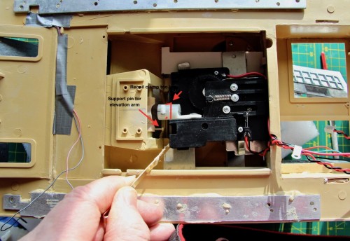 Stug IV- recoil retaining supports bonded in place