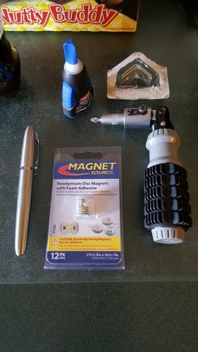 A multi-loc ratcheting screwdriver was needed to work within the cramped space of the lower hull box.