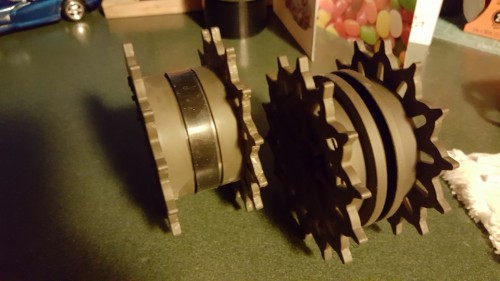 Corrected and original sprocket...primer and paint tomorrow.