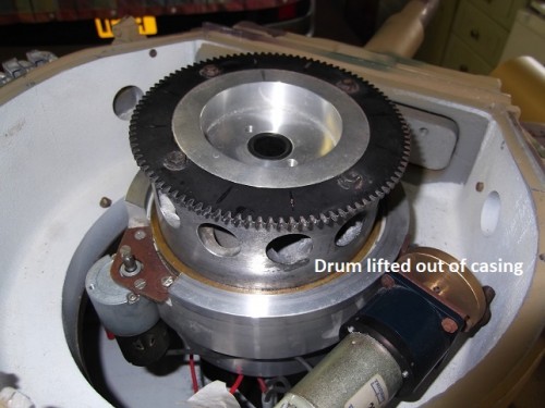 Drum lifted out of housing