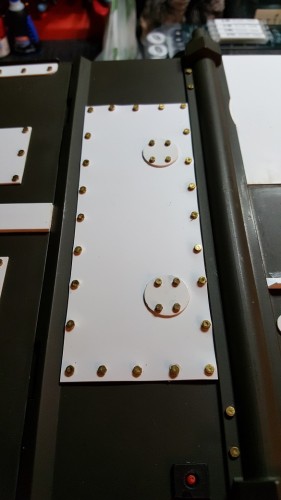 The next lower hull panel drilled, tapped and bolted into place