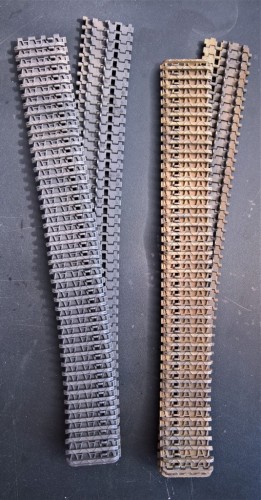 left after basecoat, right after dirt application