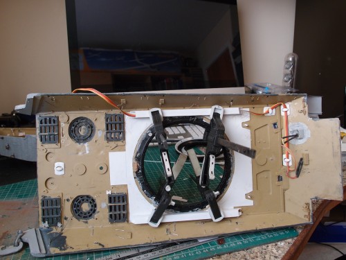 First styrene sheet to build up to level with turret ring