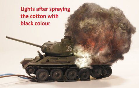 T34 explosion with cotton and hidden lamp