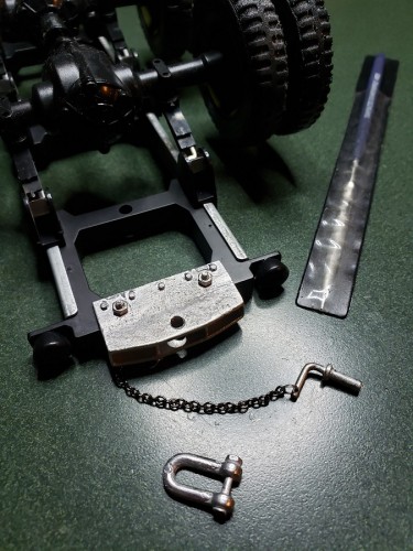 Some drilling and parts mounted with nuts and bolts to ensure a solid tow point for the artillery piece..jpg