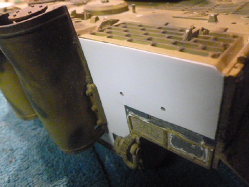 Styrene sheet profiled to contours of engine deck
