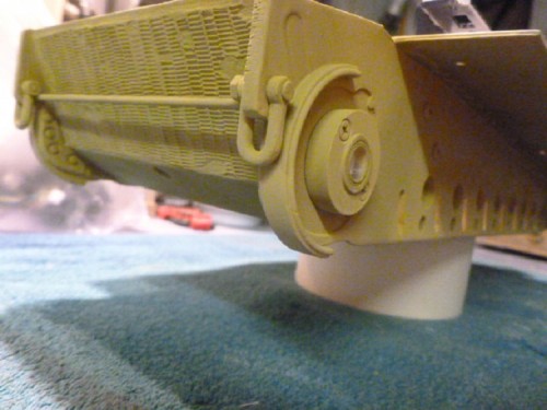 Lower hull with  Dark Yellow Tamiya XF-60 Acrylic