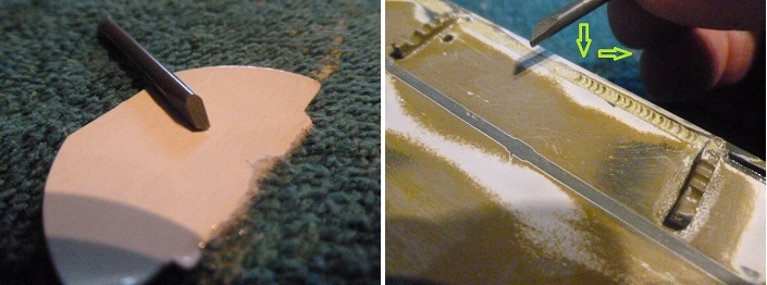 Weld seam added using cut and shaped sprue. Make sure it is wetted in the solution often