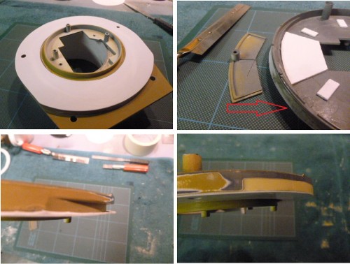 Larger 0.50mm styrene plate bonded to reinforce bottom and used as template to fill undercut ( Click for larger image )