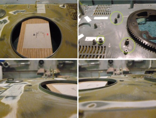 Marking the centre, Posts you will remove and Hull collar offset heights ( Click for larger image )