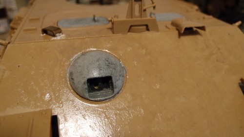Tamiya mg cover looks good , periscope cover in metal and thinned out the drivers visor