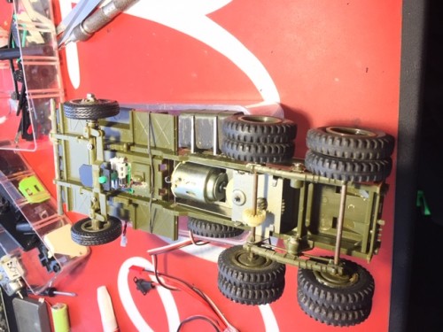 M26 motorized 1/35 Tractor with micro steering servo added using stock model front end parts