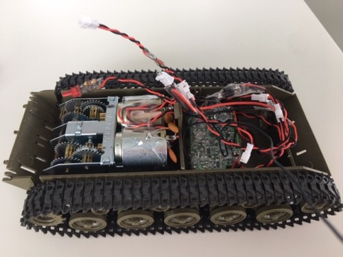 this very simple radio system which is basically a on\off 2 channel will be replaced with a hobby grade DSM2 setup with programmable Tx with elevon mixing, fully proportional throttle with 5 channels, parallel wired motors each with a ESC. Able turn proportional with proportional speed  and neutral steering or spin in place.