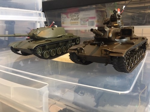 Have not finished the M60A1 yet. It has a very smooth Academy plastic gearbox that is geared a bit higher than the Tamiya metal gearbox so it is a bit faster in the stretch.