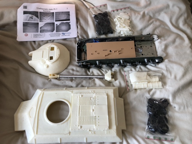 So the unboxing. A largely cast resin kit from mk modelbau. With printed wheel parts