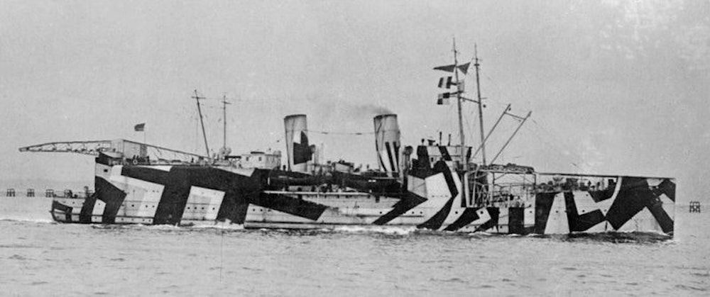 HMS Nairana in Dazzle decor ca. 1918