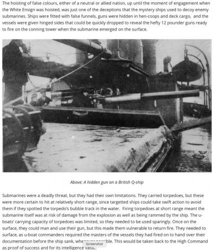 Hidden gun on WW1 British 'Q' Ship