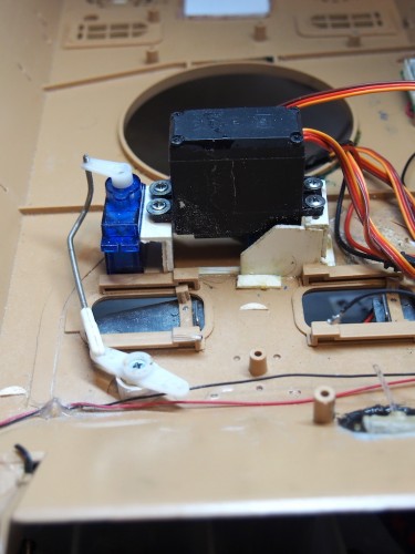 The servo setup, wish the hi-lo gearbox was reversed the high side gets in the way of a direct push pull on the servo rod.