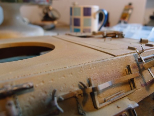 A styrene card and removing the weld joint will fix this problem, painting will be tricky.