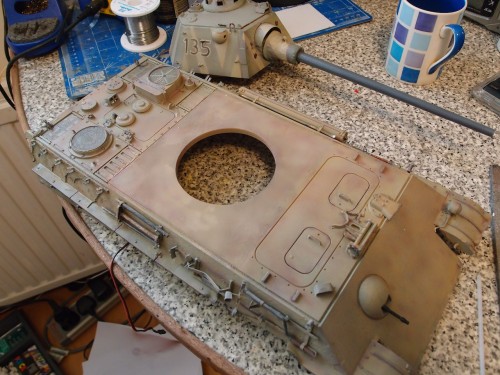 The deck without the 2 plates, a couple of marks might touch up later. Still have the worn paint effect with the hull red starting to show through