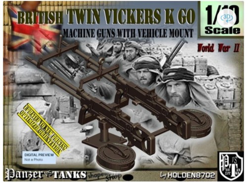 1/10 scale Shapeways Vickers GO type K machine gun