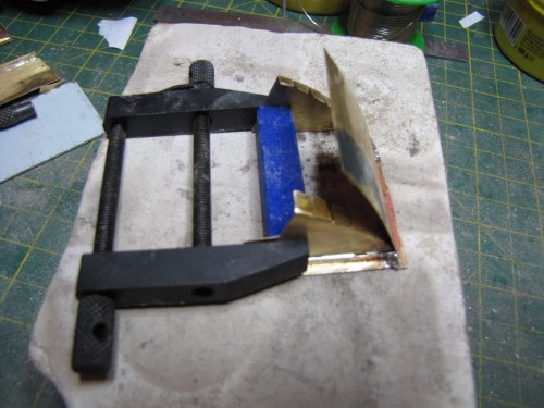Soldering the front to the angle iron frame