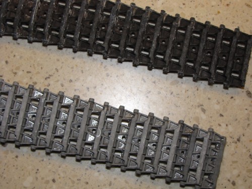 Grey track after cleaning with vinegar and blued track