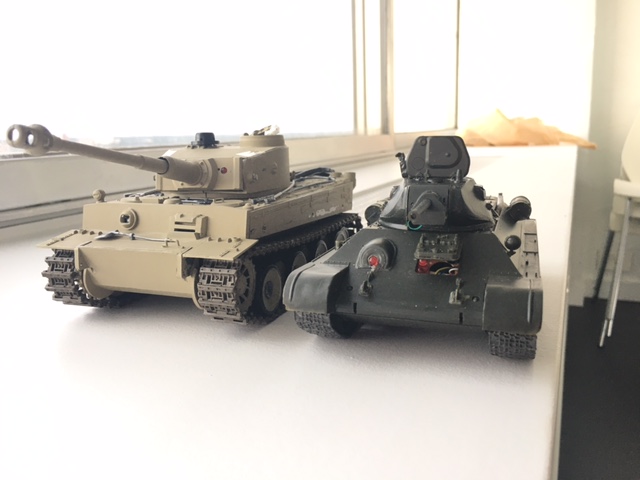 Pair of Tamiya 1/35 scale battle tanks. May be the only set in existence. I actually have a trio of these tanks including a Sherman M3A8. So can have a 3 way battle against the Tiger.